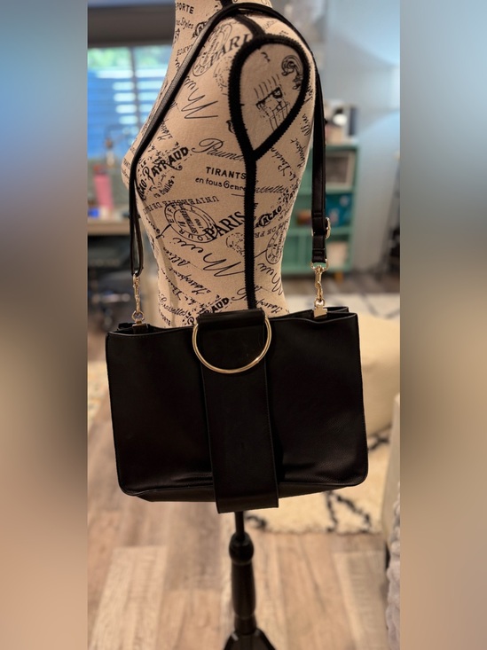bp Handbags - BP Nordstrom Black Faux Leather Metal Ring Crossbody Bag Purse